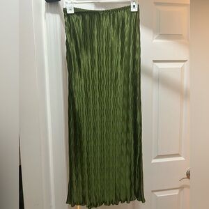 SHEIN Olive Green Textured Midi Skirt